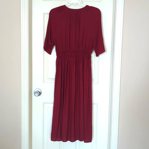 ZARA CRANBERRY BUTTON FRONT ACCENT WAIST DRESS SMALL - Picture 9 of 13